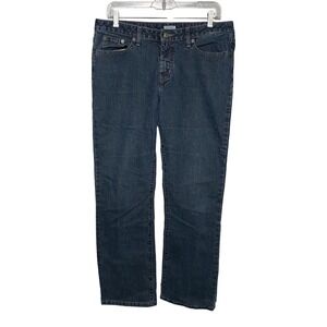 Halogen Denim Womens Mid Rise Dark Wash Straight Leg Jeans Blue 12R